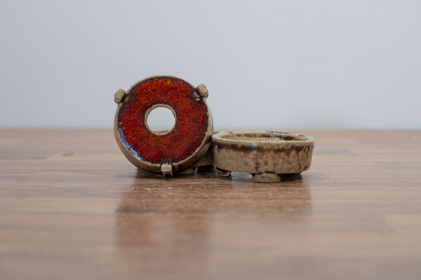 Oatmeal Round Ceramic Bonsai Dish 5.5cm