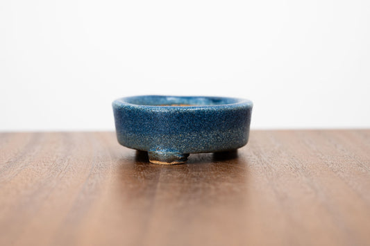 Matt Blue Round Ceramic Bonsai Dish 5.5cm