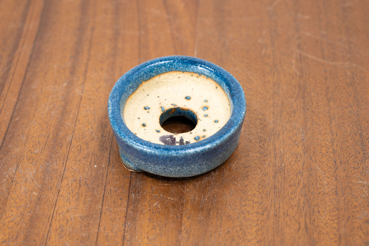 Matt Blue Round Ceramic Bonsai Dish 5.5cm