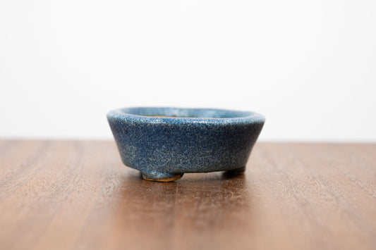Matt Blue Round Ceramic Bonsai Dish 6cm