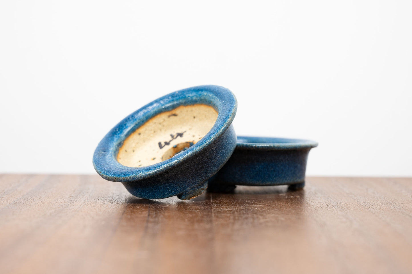 Matt Blue Round Ceramic Bonsai Dish 6.5cm