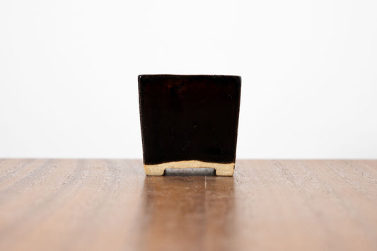 Dark Brown Mini Cascade Cube Ceramic Bonsai Pot 4.5cm