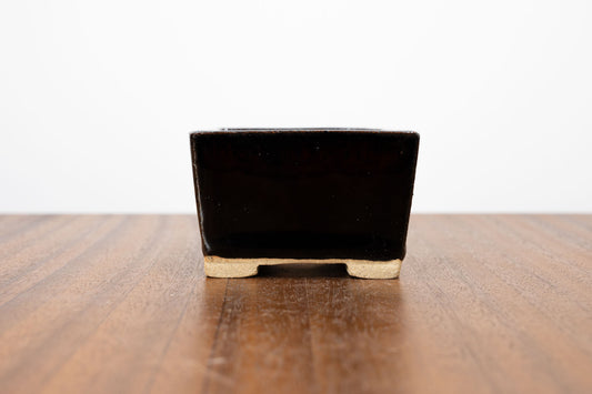 Dark Brown Cascade Cube Ceramic Bonsai Pot 6.5cm