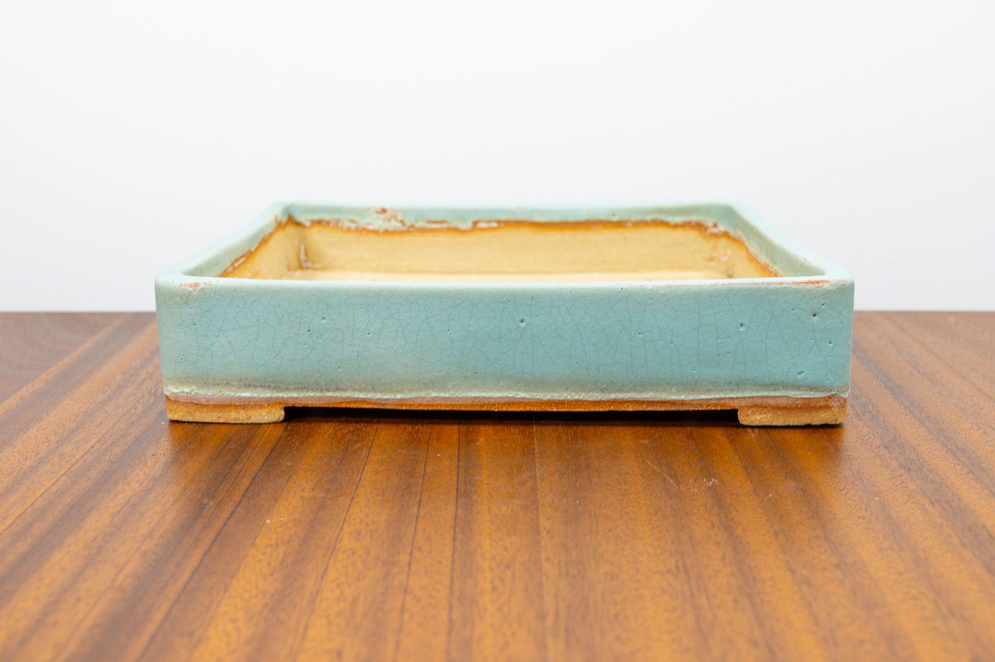 Textured Light Green Rectangular Ceramic Bonsai Pot 22cm