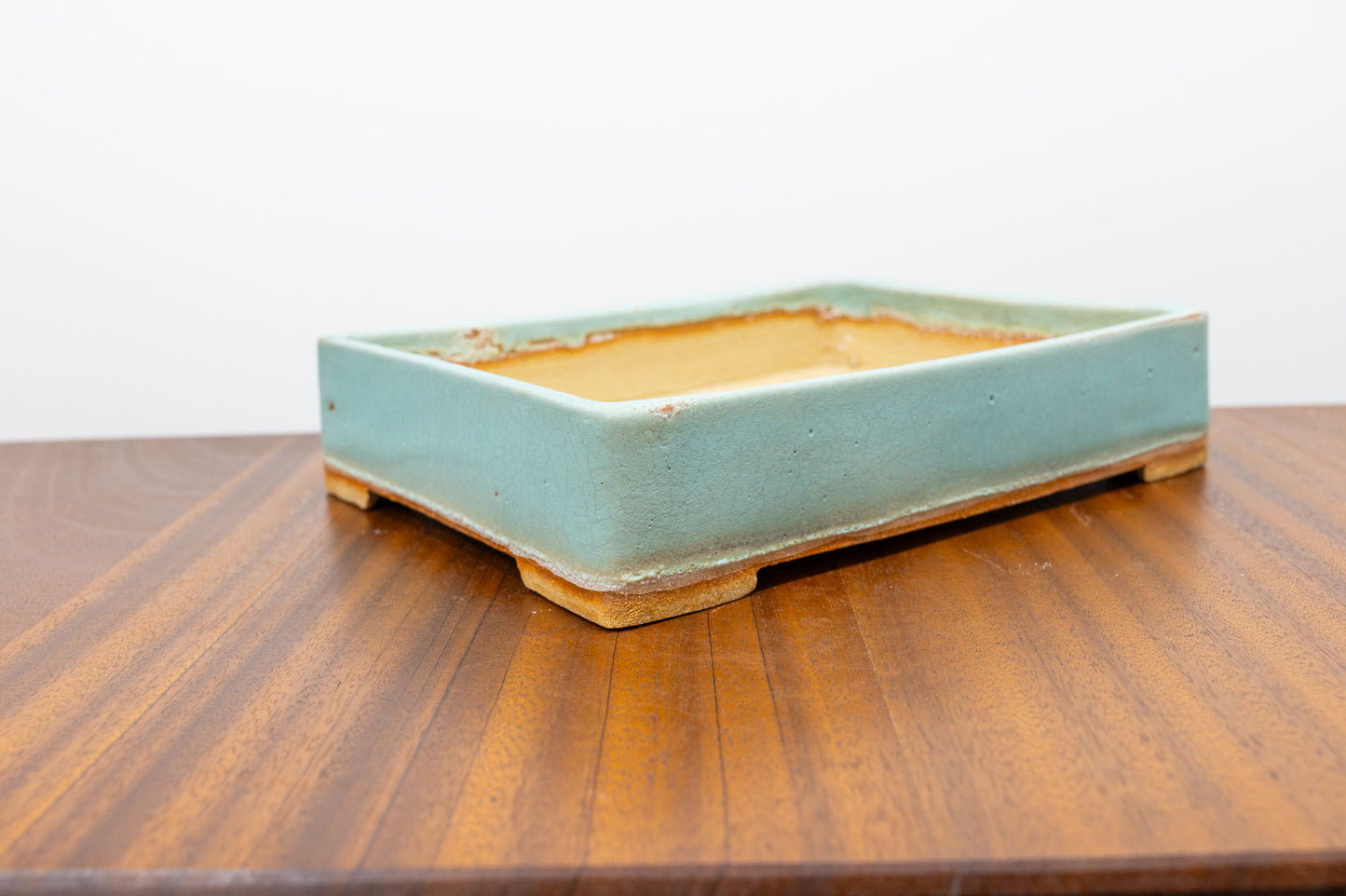 Textured Light Green Rectangular Ceramic Bonsai Pot 22cm