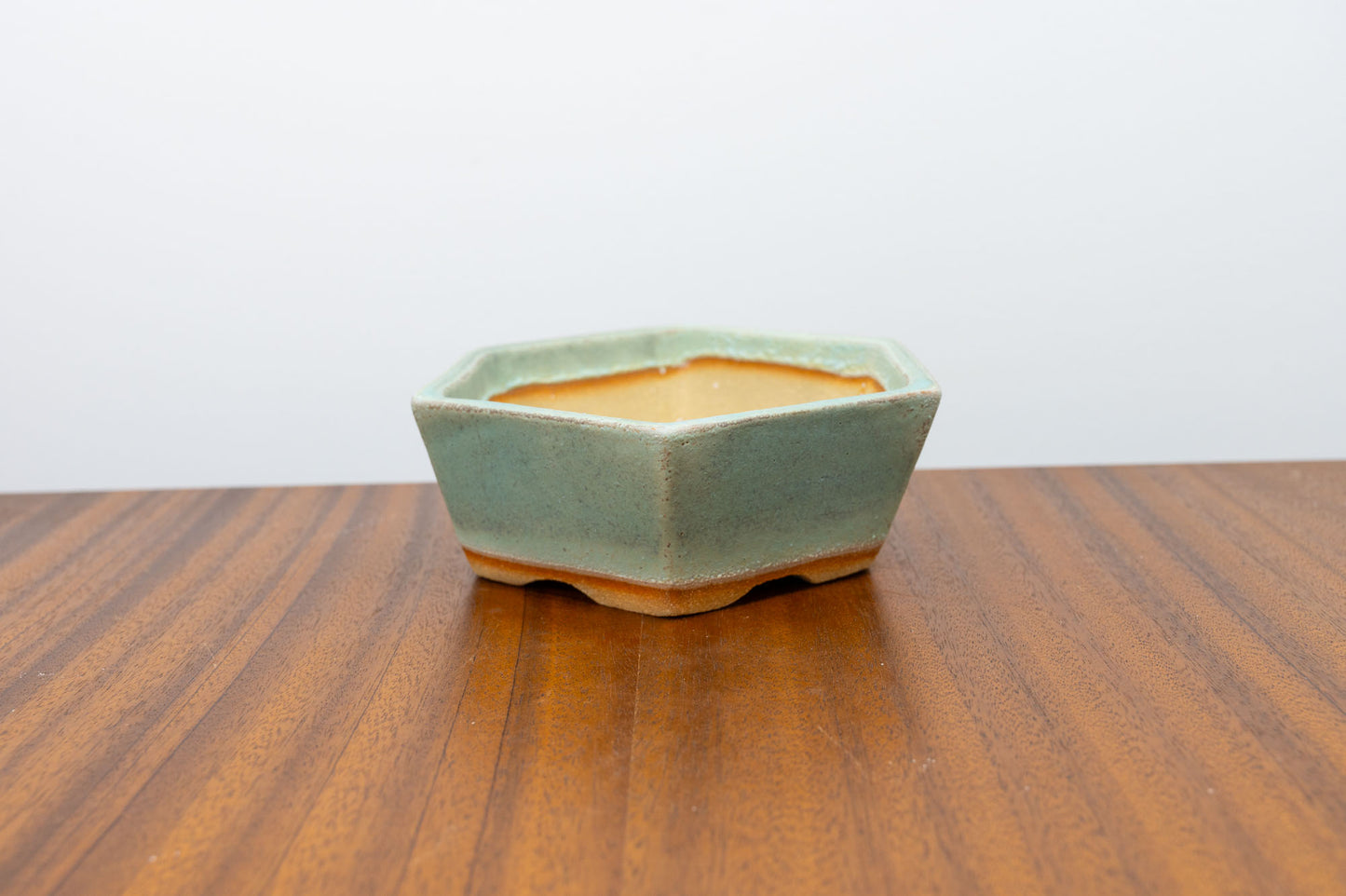 Textured Light Green DEEP Hexagon Bonsai Dish 14cm