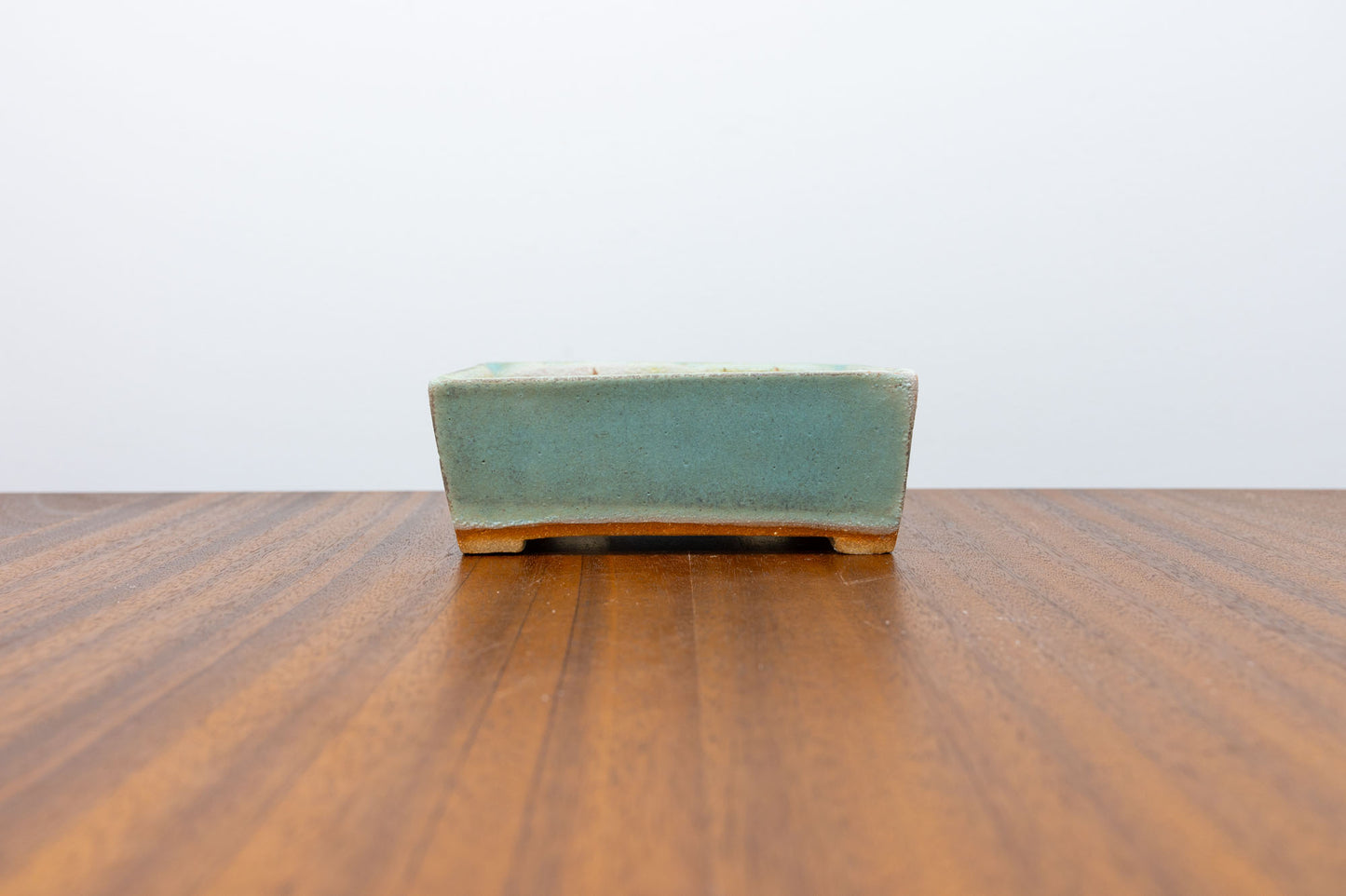 Textured Light Green Rectangular Ceramic Bonsai Pot 12cm