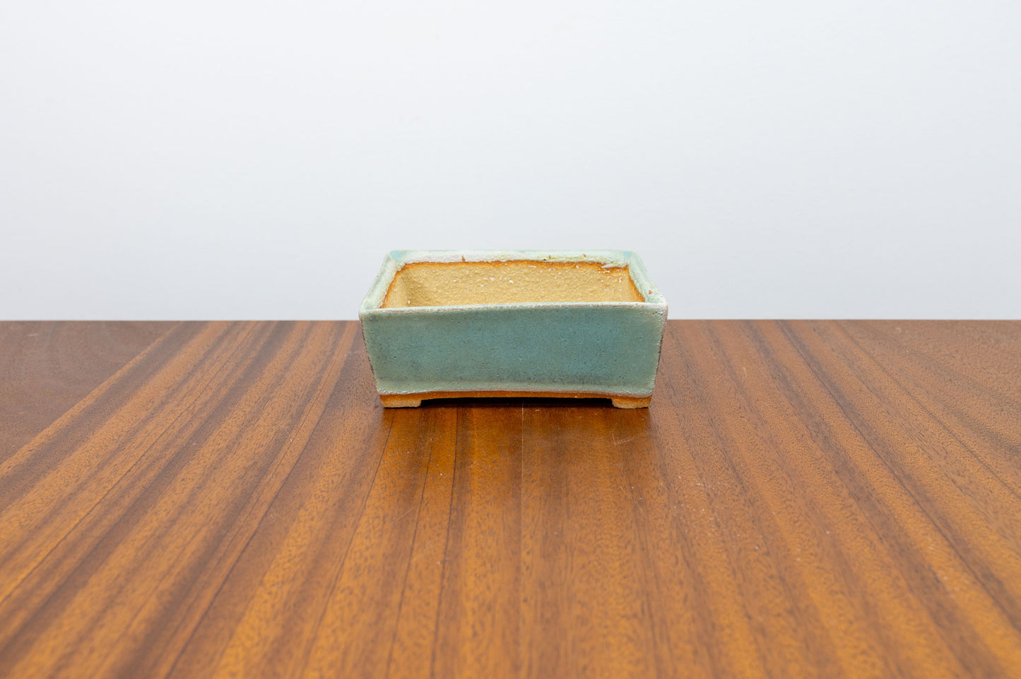 Textured Light Green Rectangular Ceramic Bonsai Pot 12cm