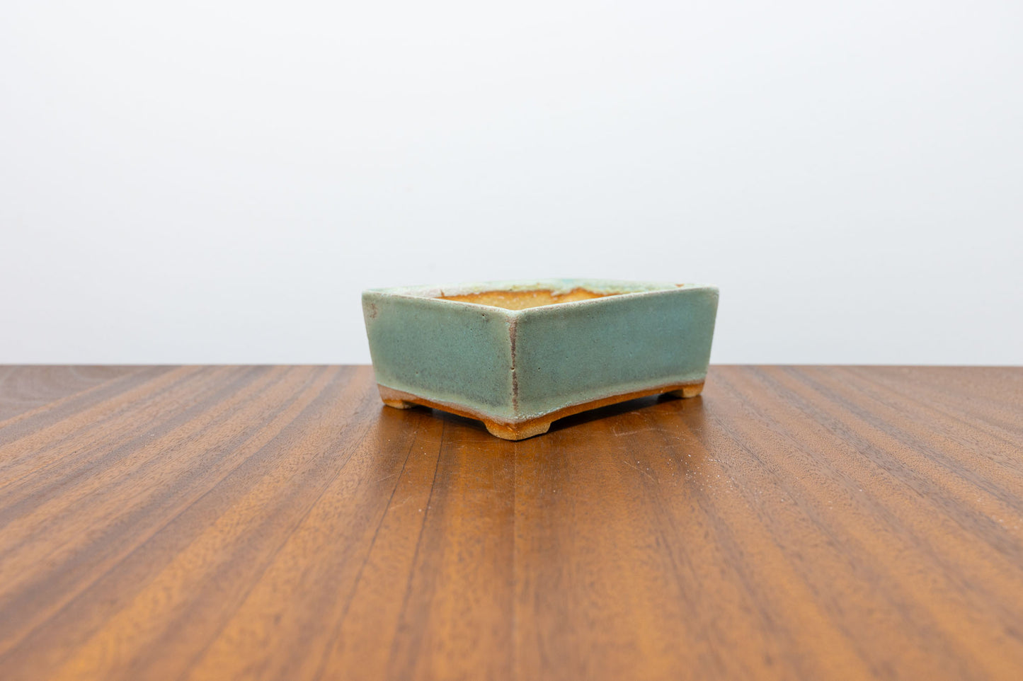 Textured Light Green Rectangular Ceramic Bonsai Pot 12cm