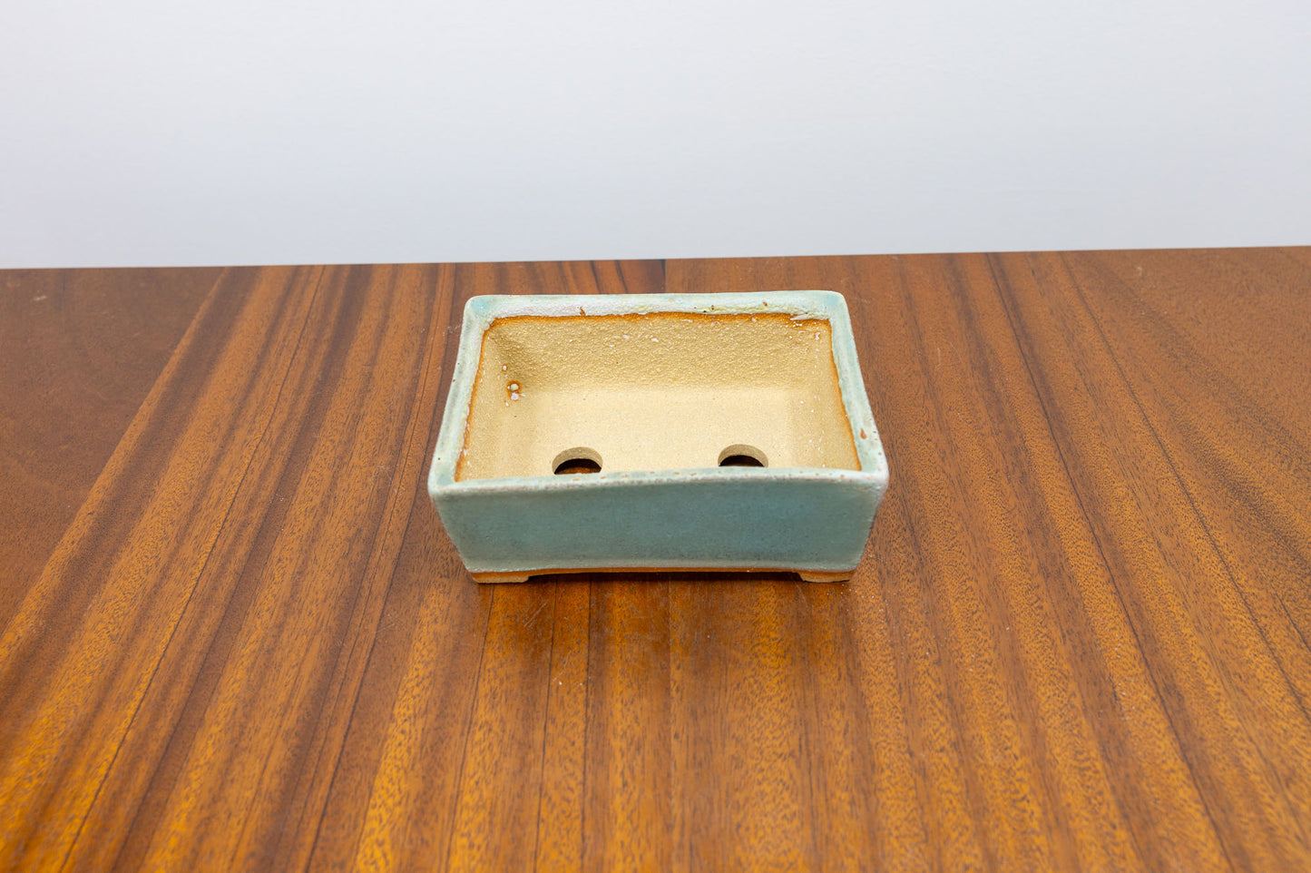 Textured Light Green Rectangular Ceramic Bonsai Pot 12cm