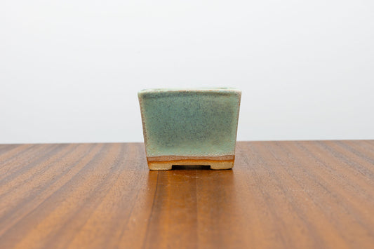Textured Light Green Cascade Cube Ceramic Bonsai Pot 6.5cm