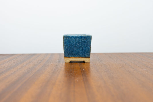 Matt Blue Mini Cascade Cube Ceramic Bonsai Pot 4.5cm