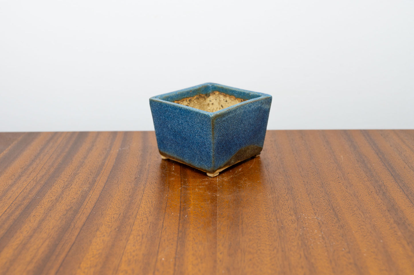 Matt Blue Cascade Cube Ceramic Bonsai Pot 7cm