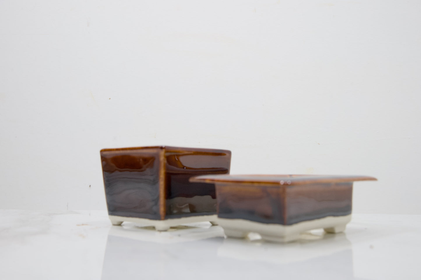 Dark Brown - White Stoneware Twin Pack  MAME  Bonsai Ceramic   OFFER