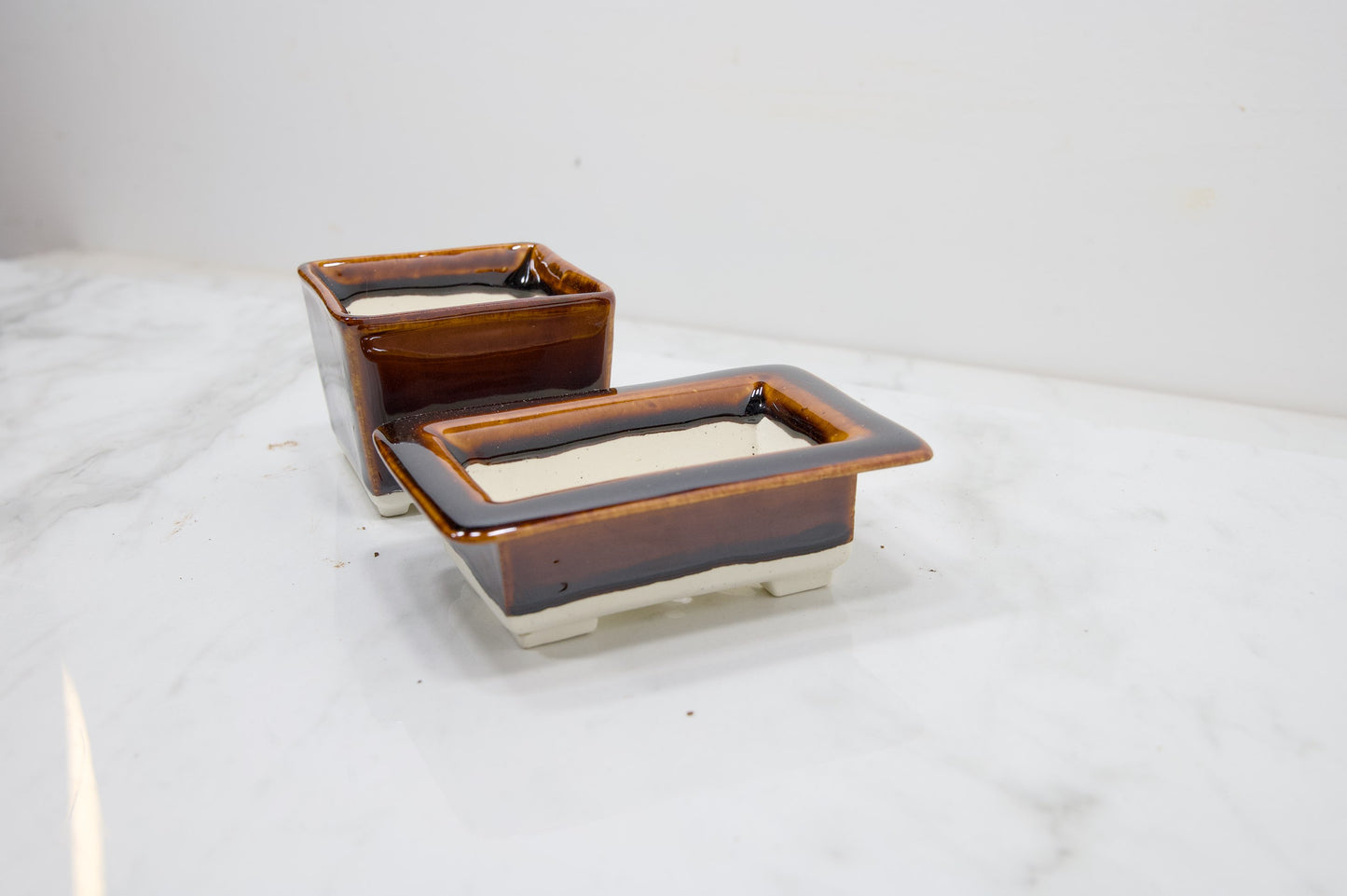 Dark Brown - White Stoneware Twin Pack  MAME  Bonsai Ceramic   OFFER