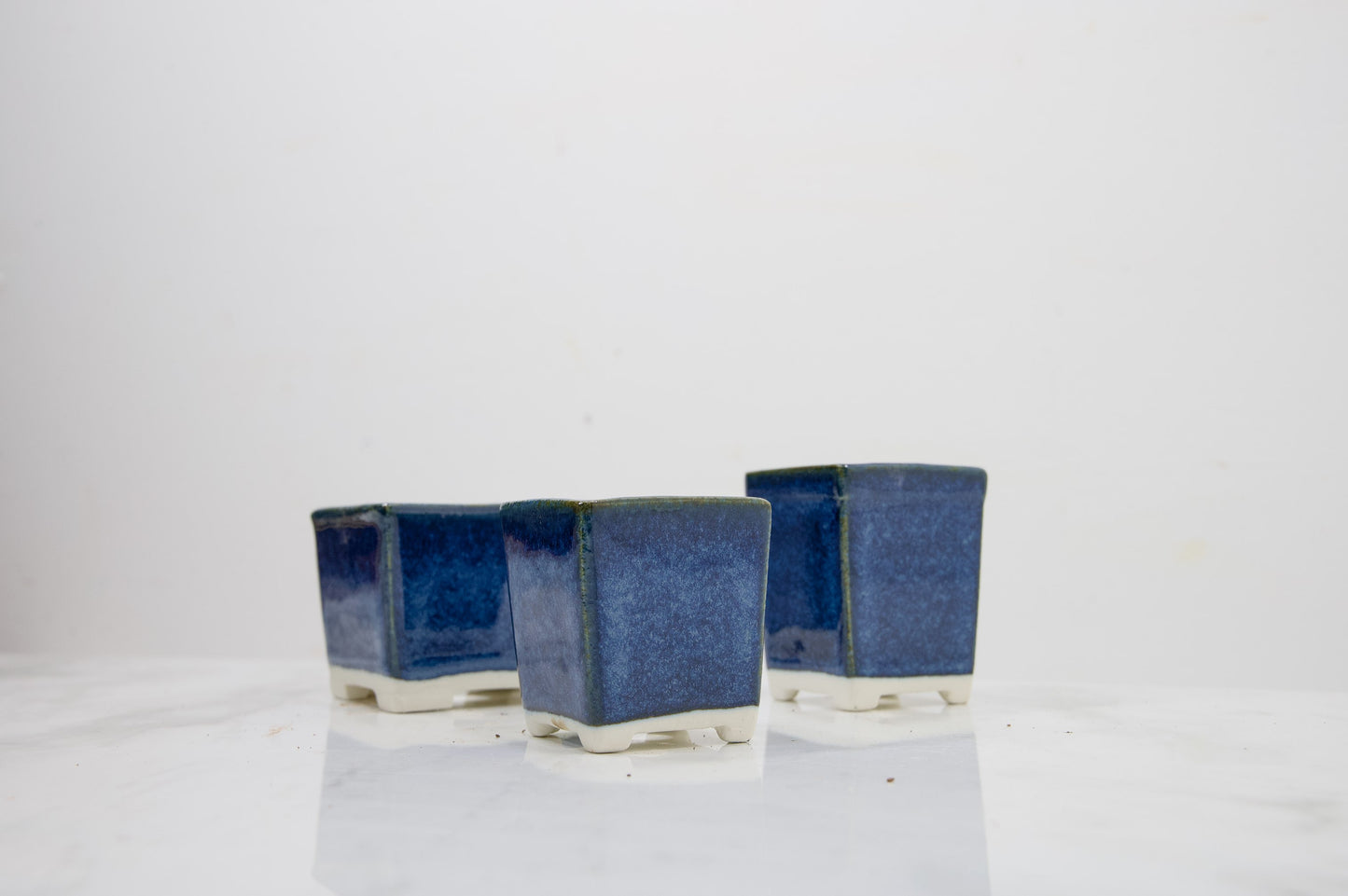 Dark Blue - White Stoneware Triple Pack  MAME  Bonsai Ceramic   OFFER