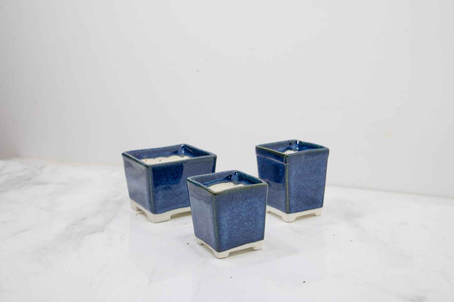 Dark Blue - White Stoneware Triple Pack  MAME  Bonsai Ceramic   OFFER