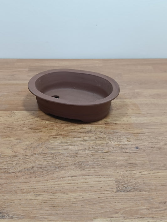 Unglazed Ceramic Oval Bonsai Pot - 15.5cm
