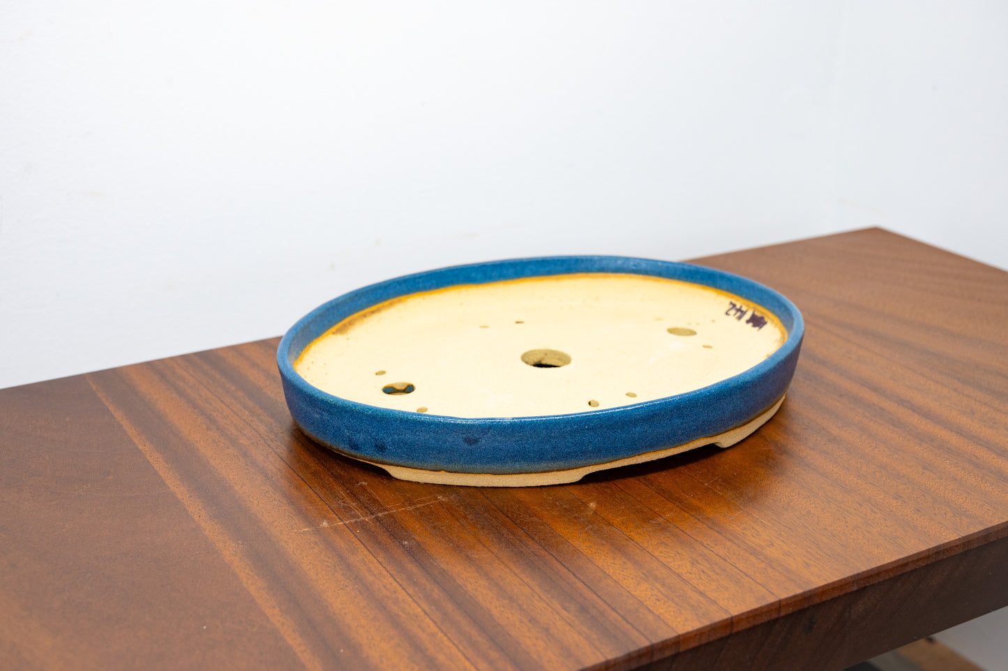 Matt Blue SHALLOW Oval Ceramic Bonsai Dish 24cm