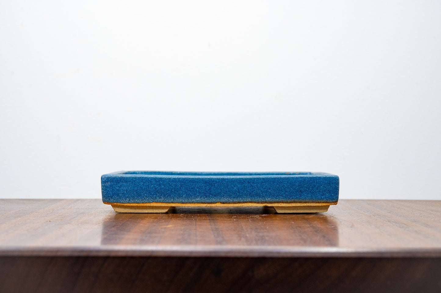 Matt Blue Shallow Rectangular Ceramic Bonsai Dish 19cm