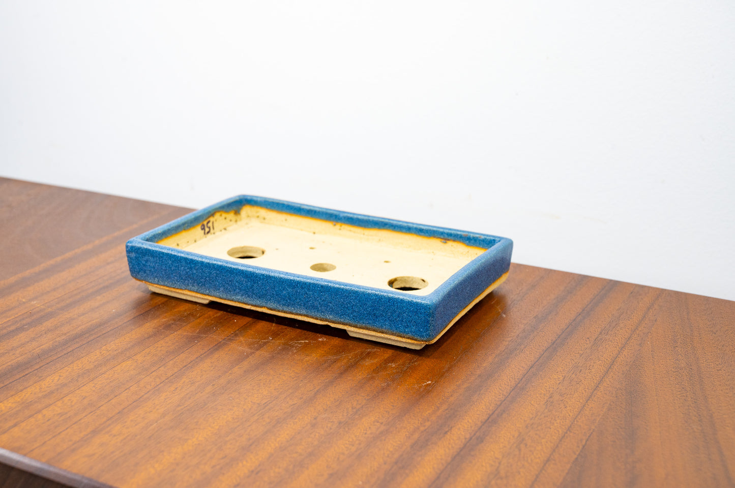 Matt Blue Shallow Rectangular Ceramic Bonsai Dish 19cm