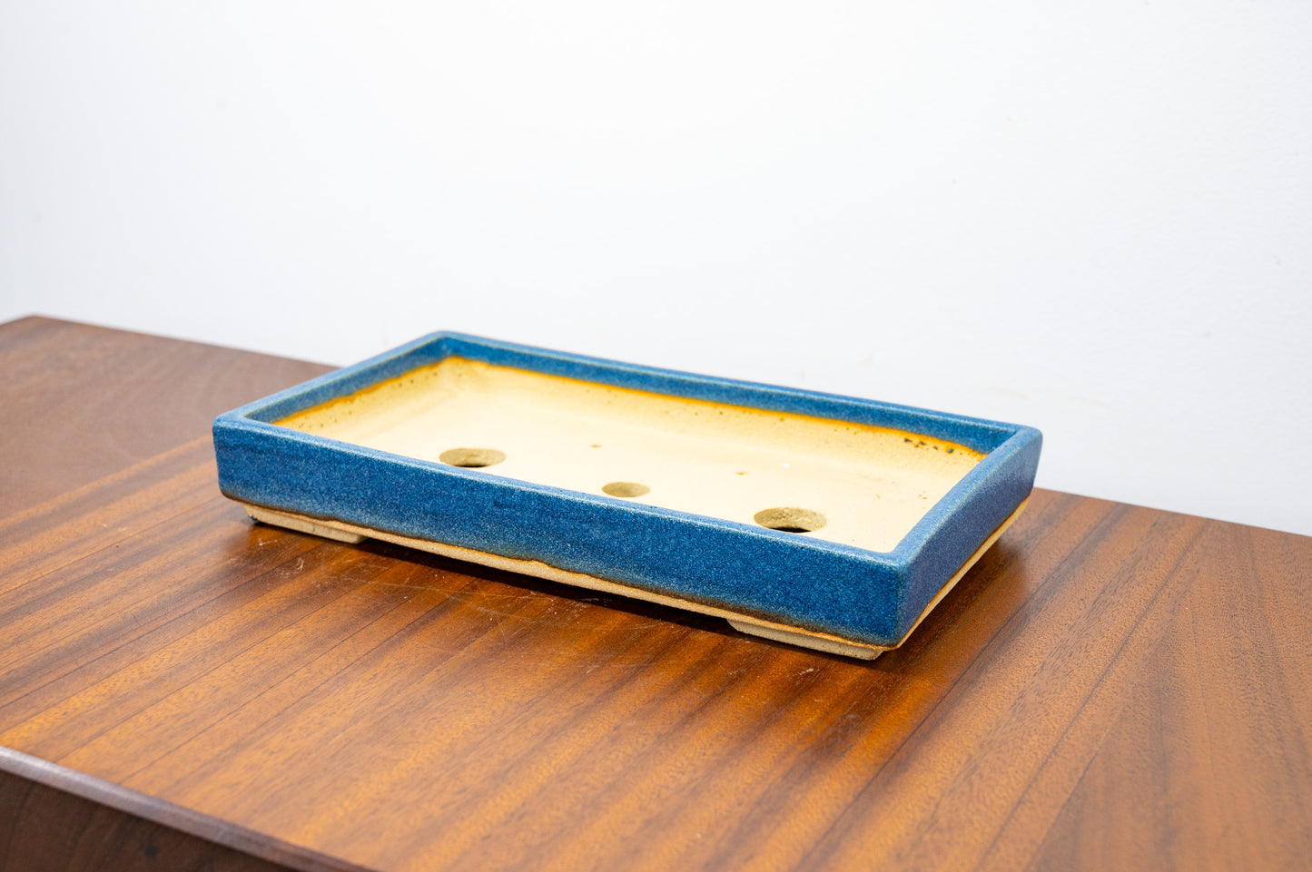 Matt Blue Shallow Rectangular Ceramic Bonsai Dish 23cm