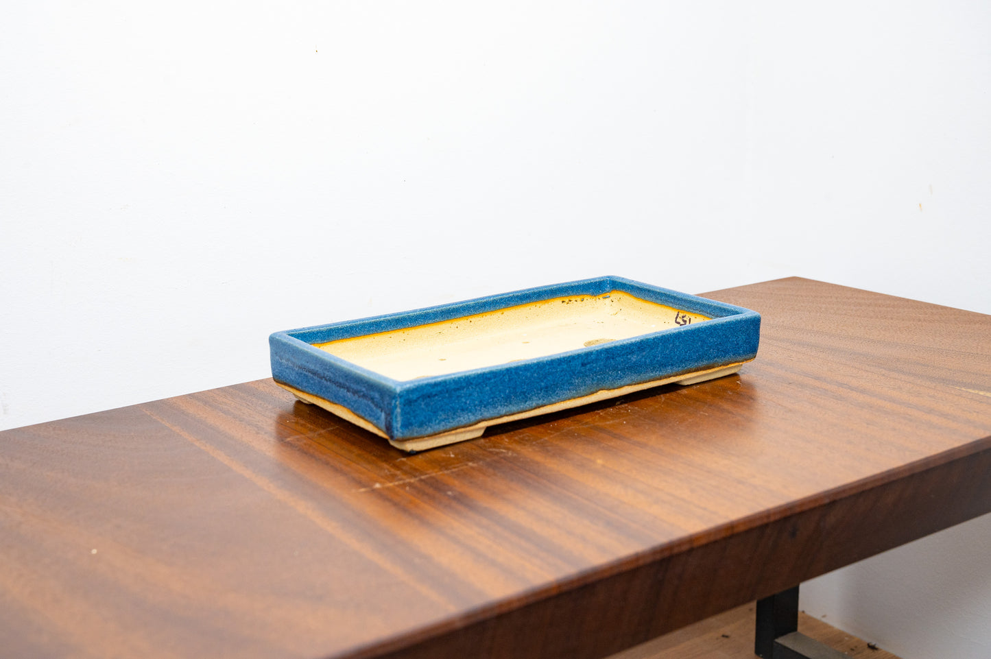 Matt Blue Shallow Rectangular Ceramic Bonsai Dish 23cm