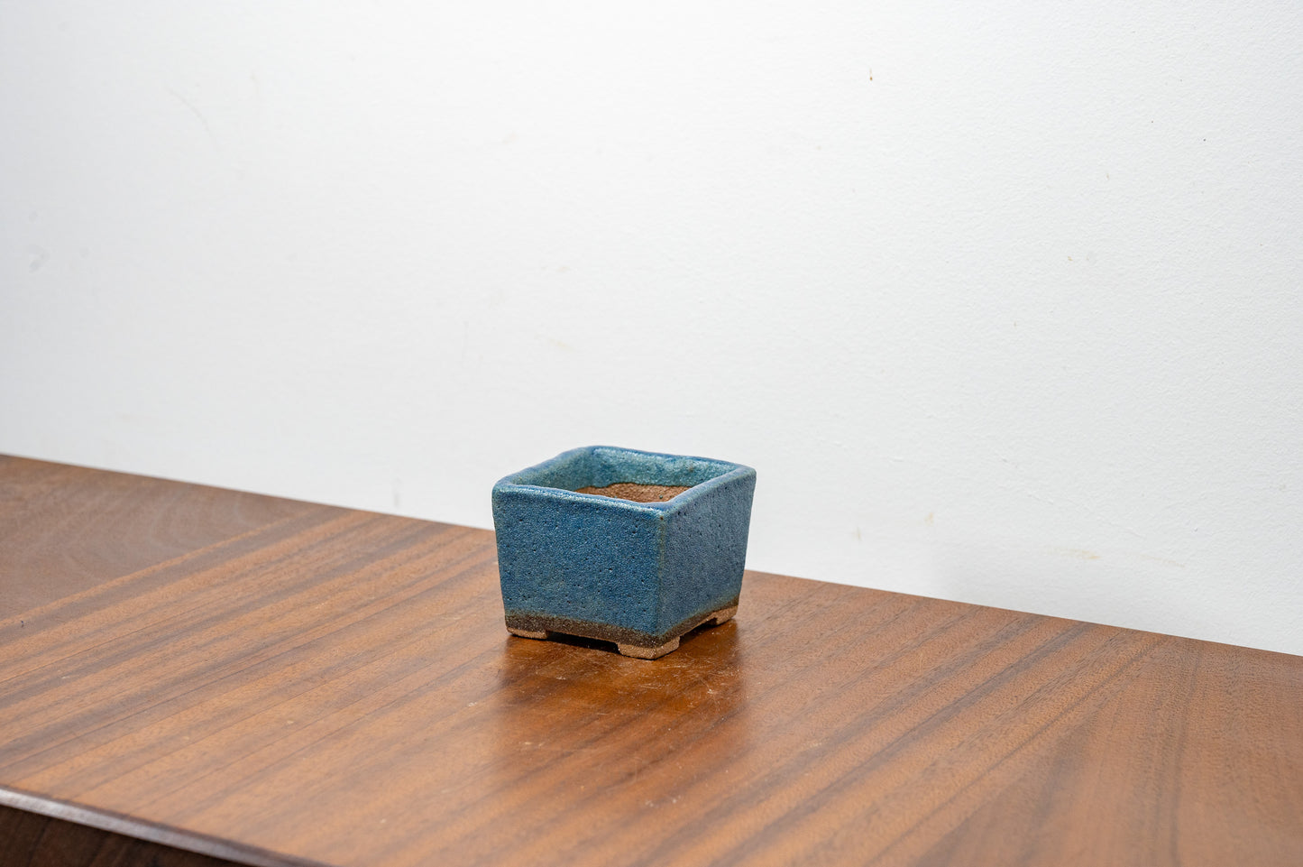 Matt Blue Cascade Cube Ceramic DW Clay Bonsai Pot 6.5cm