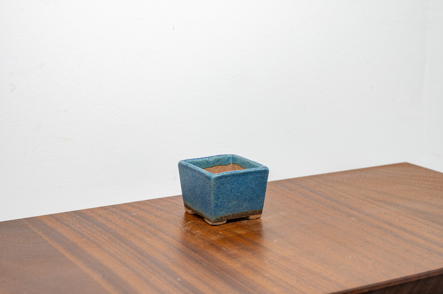 Matt Blue Cascade Cube Ceramic DW Clay Bonsai Pot 6.5cm