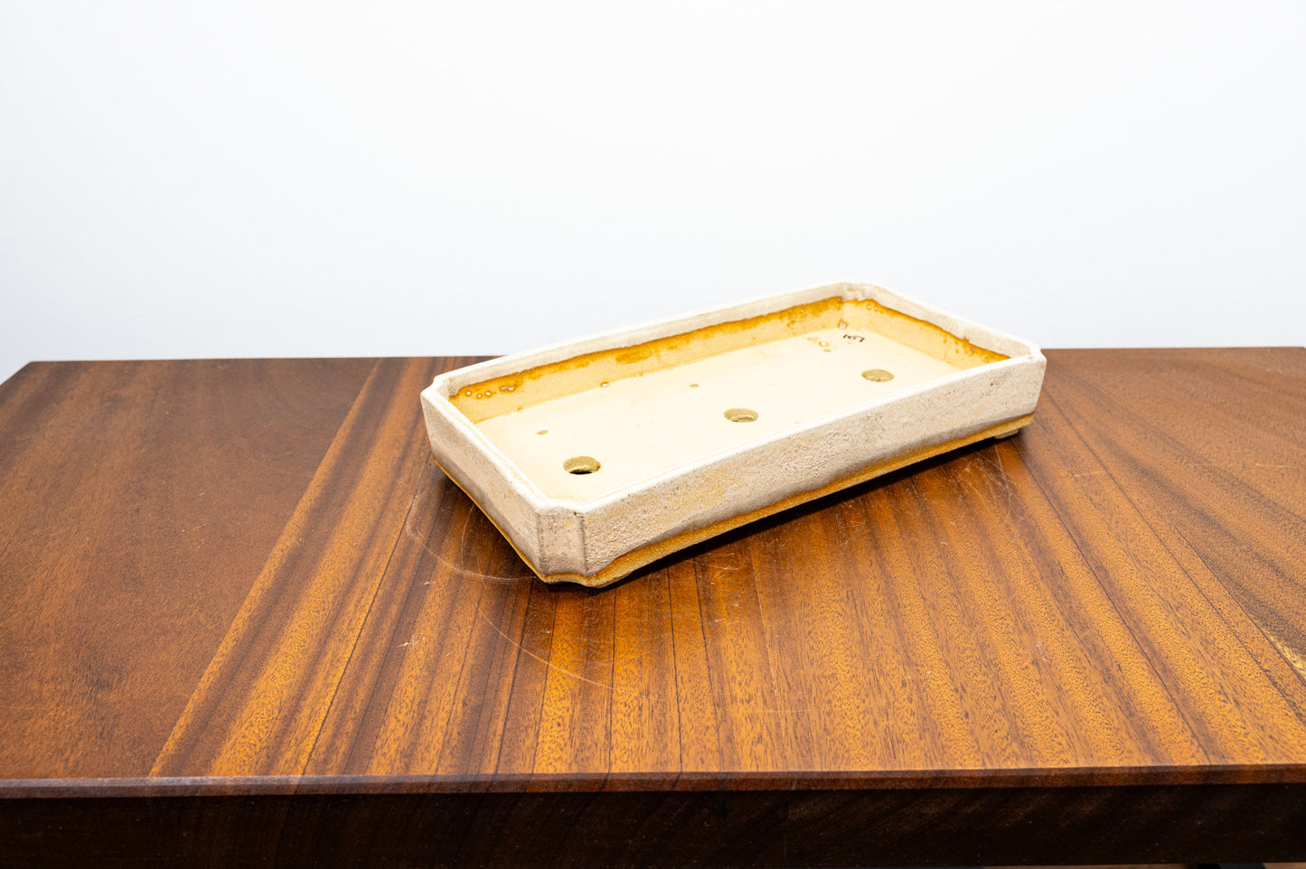 Oatmeal Shallow Rectangular Ceramic Bonsai Dish 26cm