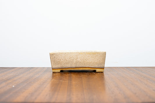 Oatmeal Rectangular Ceramic Bonsai Pot 12cm