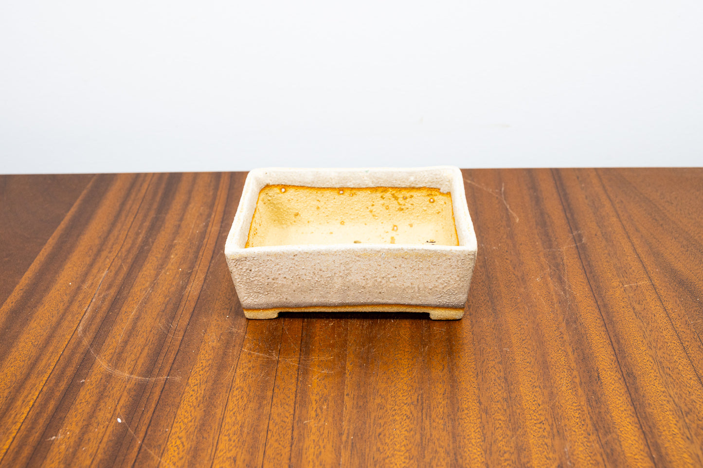 Oatmeal Rectangular Ceramic Bonsai Pot 12cm