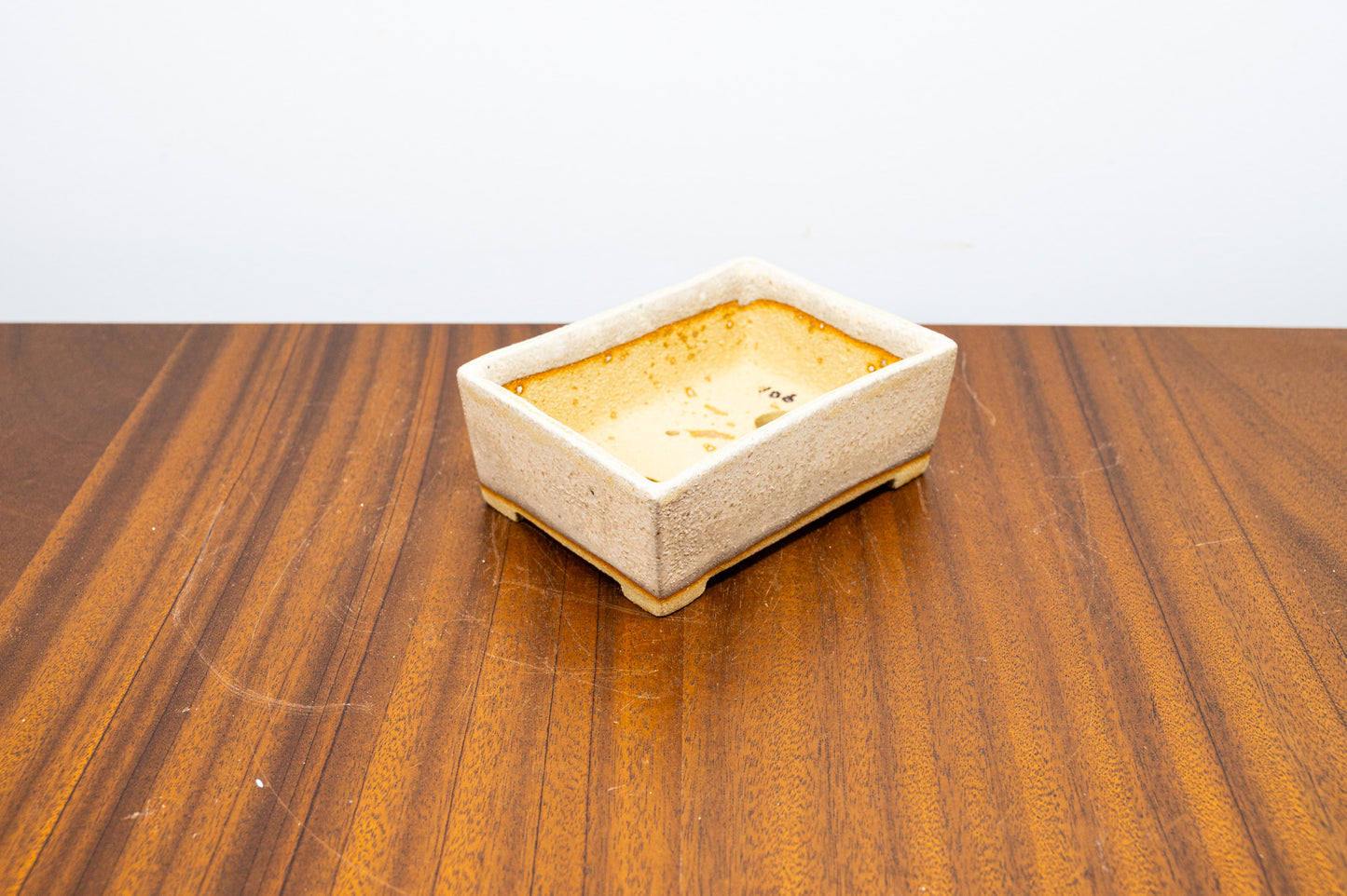 Oatmeal Rectangular Ceramic Bonsai Pot 12cm