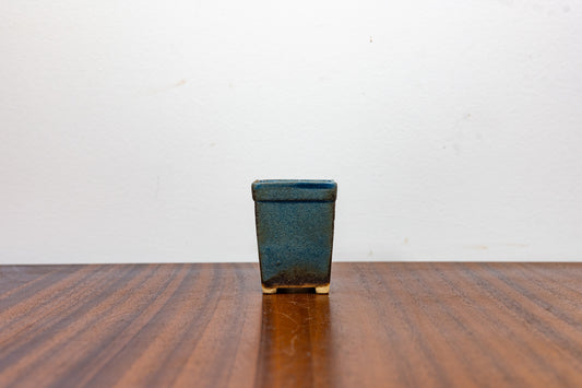 Matt Blue Mini Cascade Cube Ceramic Bonsai Pot 5cm