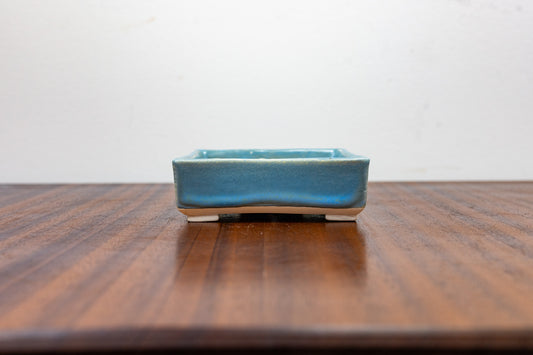 Symphony Blue Rectangular White Stoneware Bonsai Pot 10cm