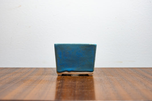 Symphony Blue White Stoneware Cascade Bonsai Cube Pot 7cm