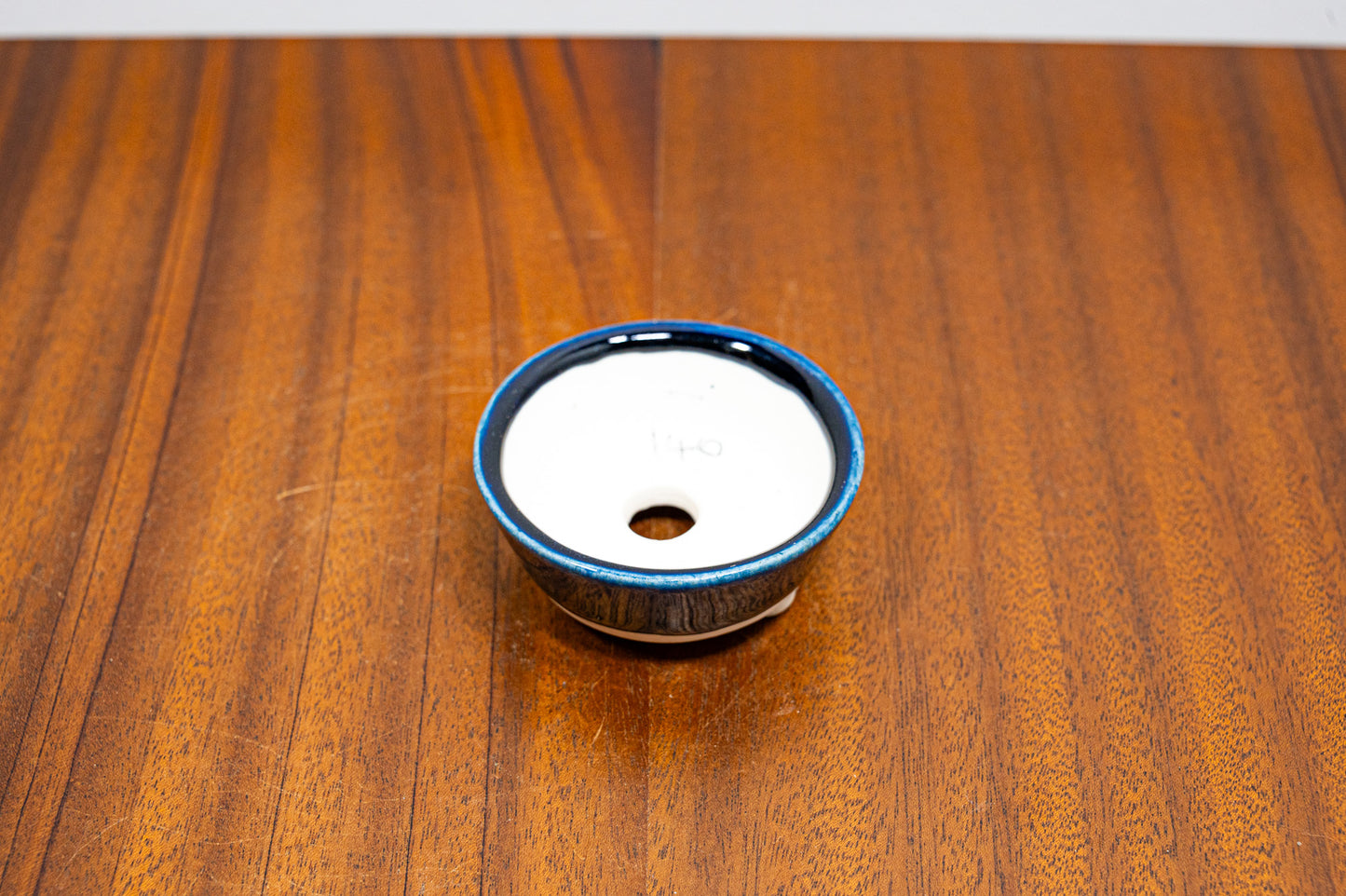 Dark Blue Opal - White Stoneware Round MAME Bonsai Pot 5.5cm