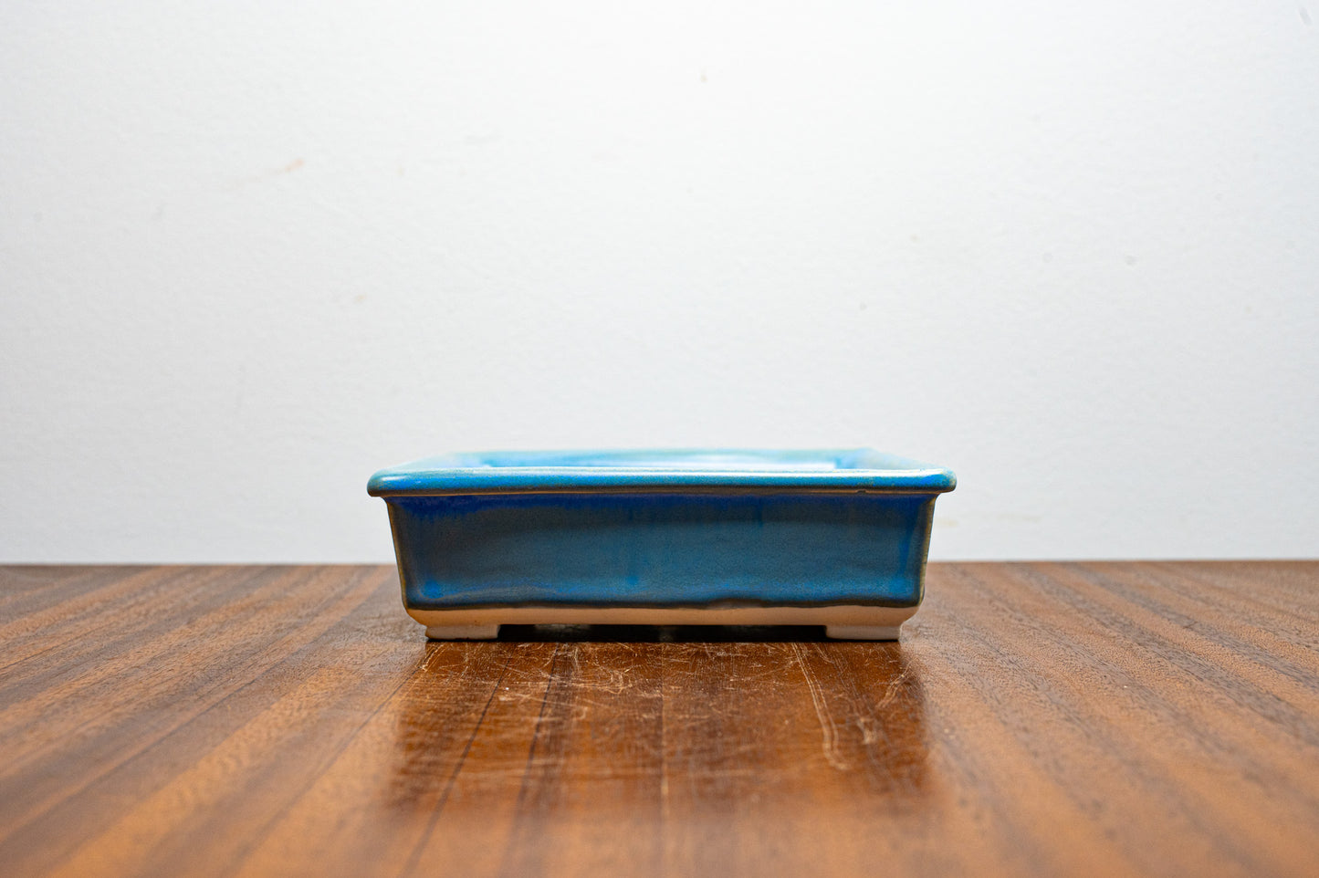 Symphony Blue Rectangular White Stoneware Bonsai Pot 13cm