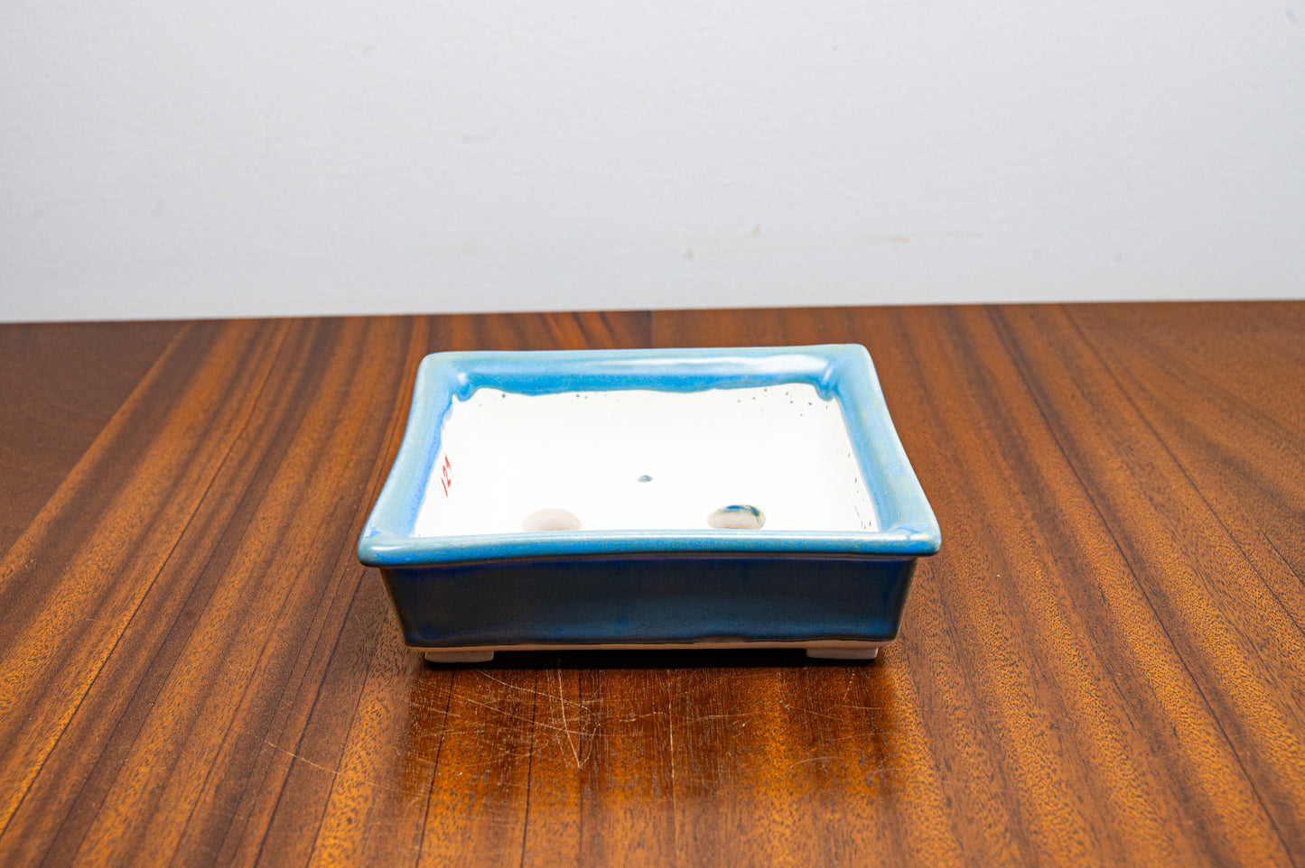 Symphony Blue Rectangular White Stoneware Bonsai Pot 13cm