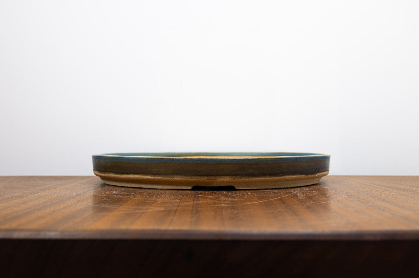 Blue / Grey SHALLOW Oval Ceramic Bonsai Dish 28cm