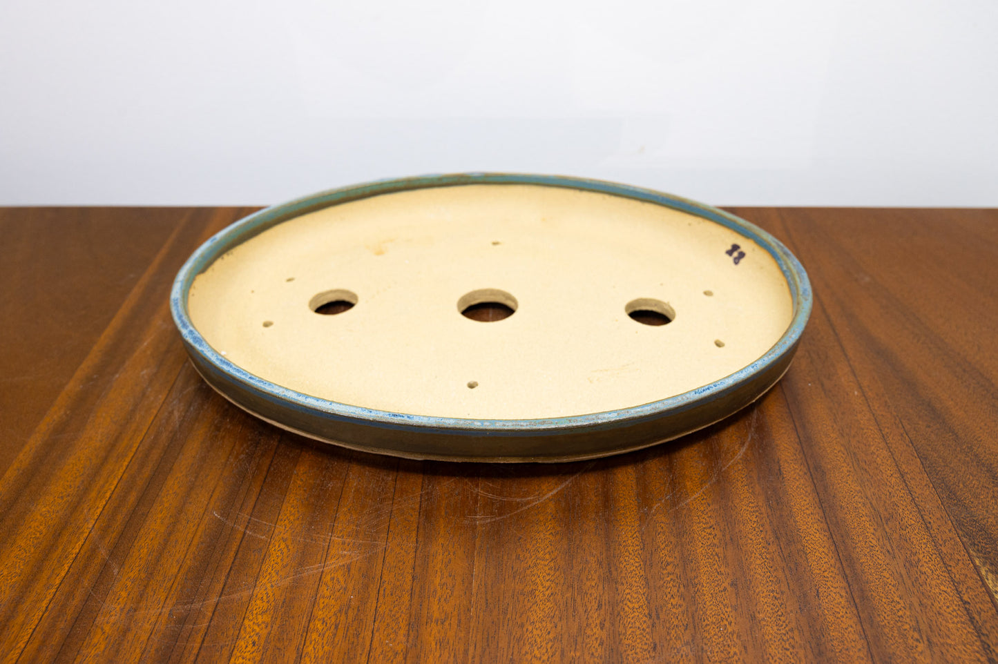 Blue / Grey SHALLOW Oval Ceramic Bonsai Dish 28cm