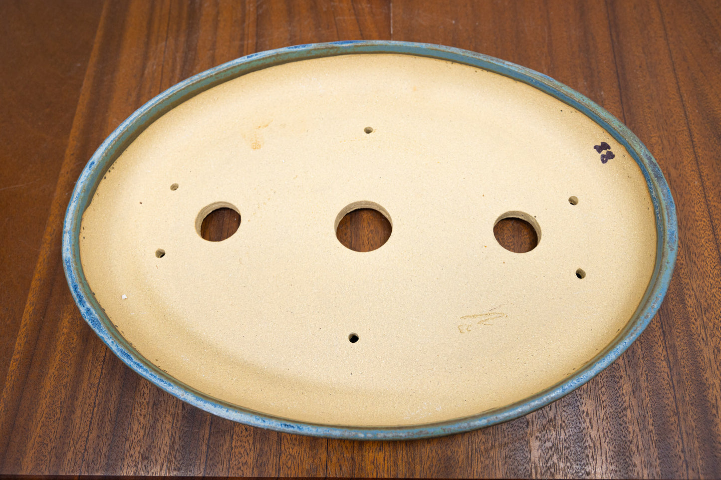 Blue / Grey SHALLOW Oval Ceramic Bonsai Dish 28cm