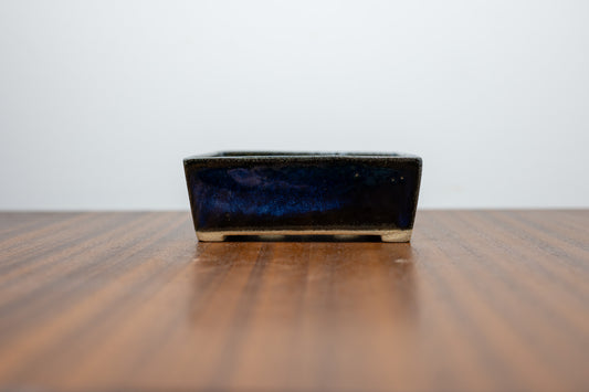Dark Blue Opal Rectangular Bonsai Pot 12cm