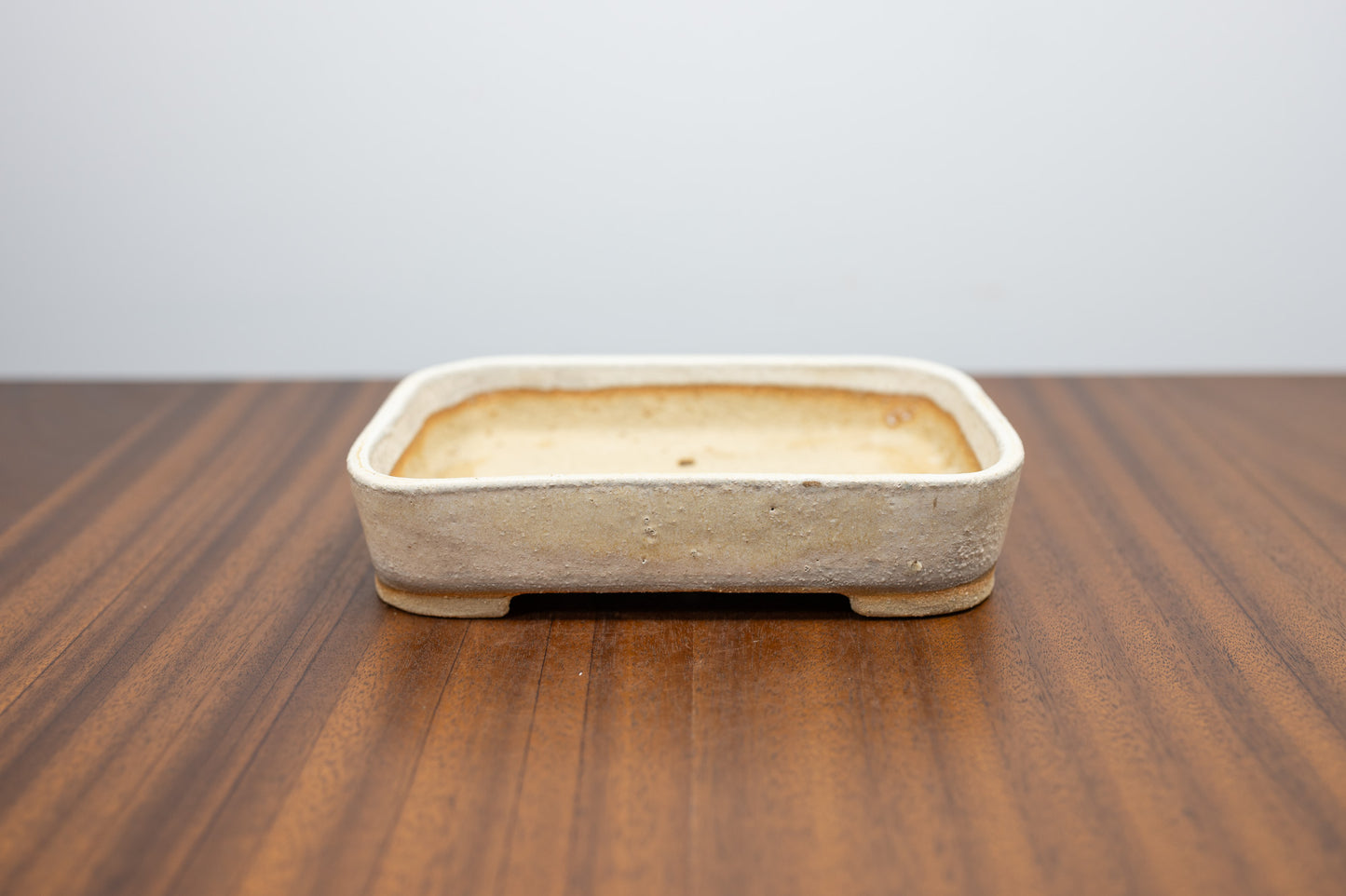 Oatmeal Curved Rectangular Ceramic Bonsai Pot 15cm