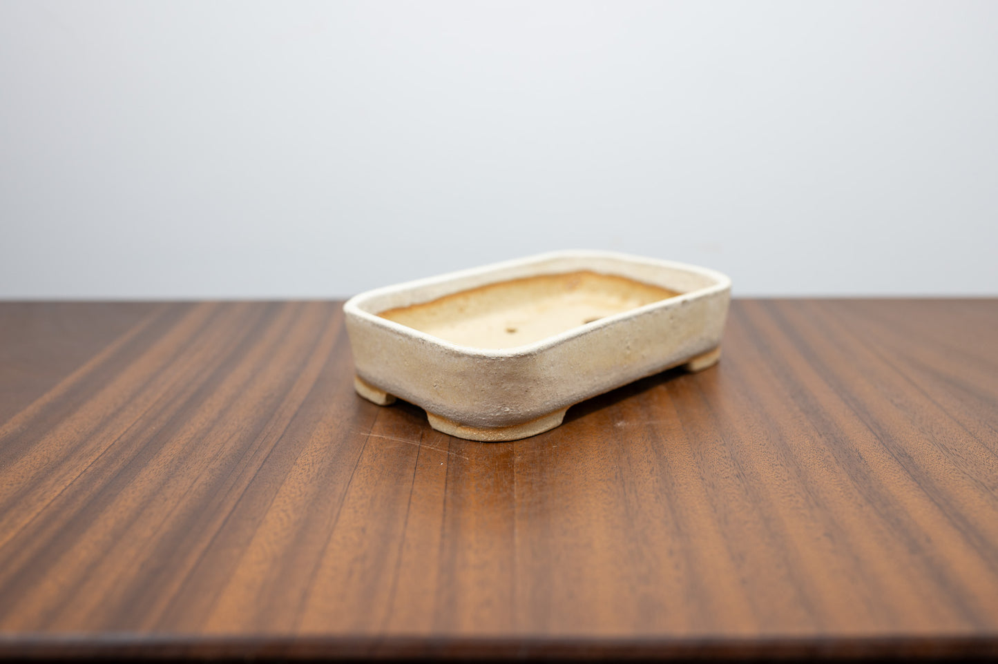 Oatmeal Curved Rectangular Ceramic Bonsai Pot 15cm