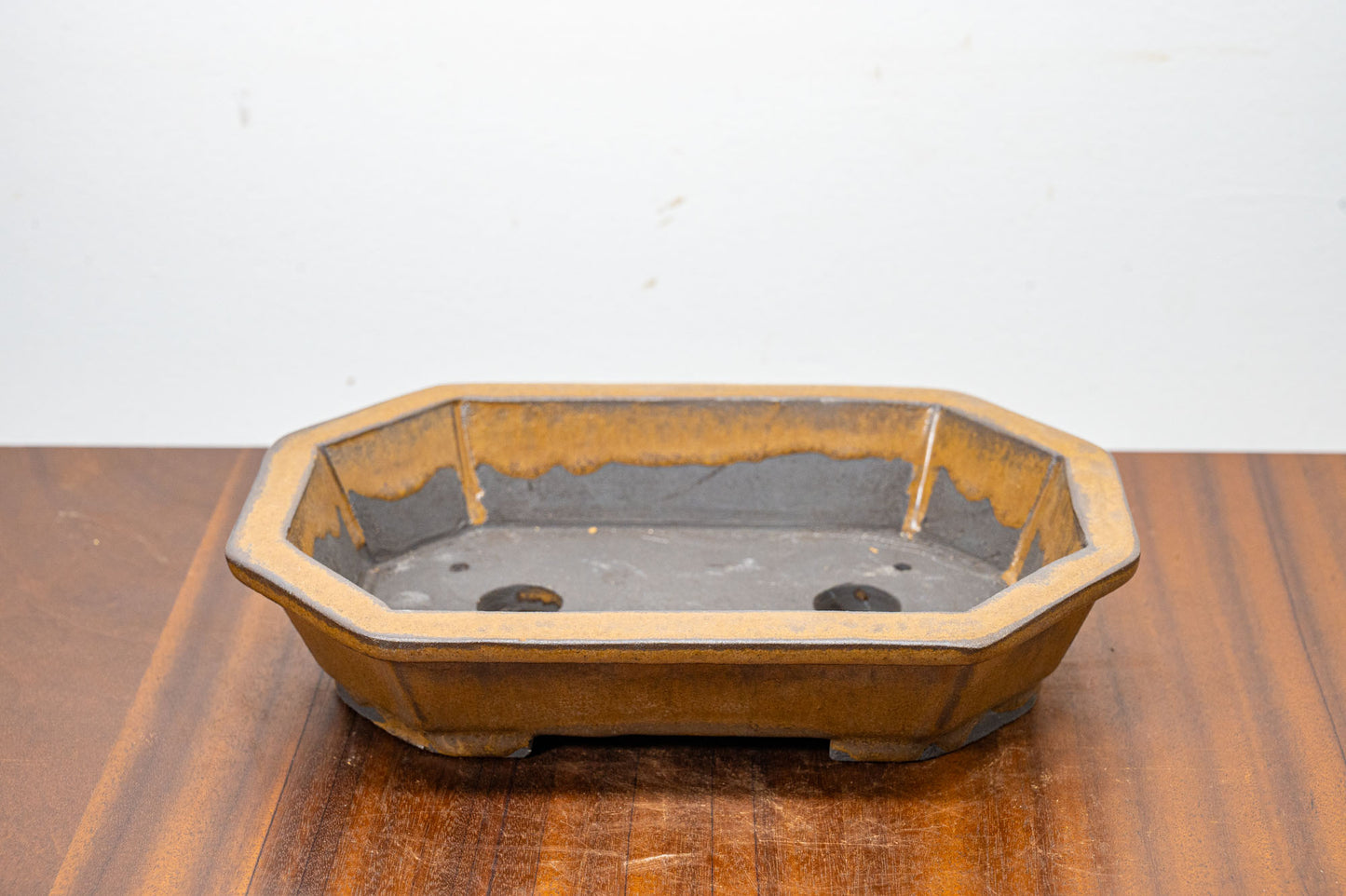 Venus Brown - Black Clay Rectangular Rimmed Ceramic Bonsai Pot 23cm