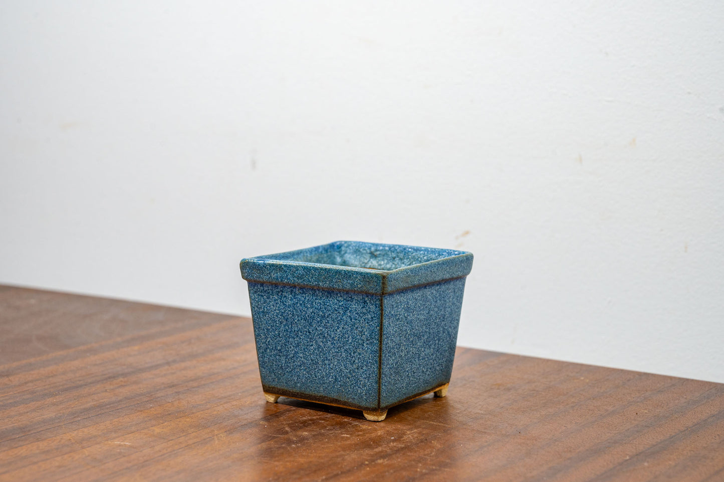 Matt Blue Cascade Cube Ceramic Bonsai Pot 7.5cm