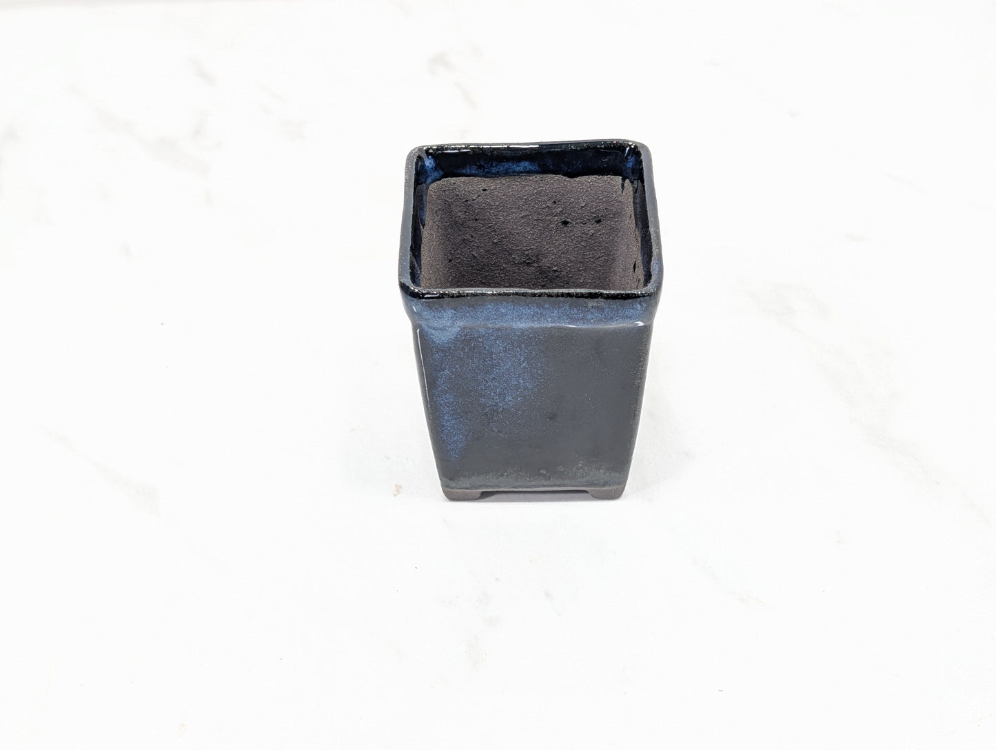 Dark Blue Opal Cascade Cube Ceramic  Pot 5cm