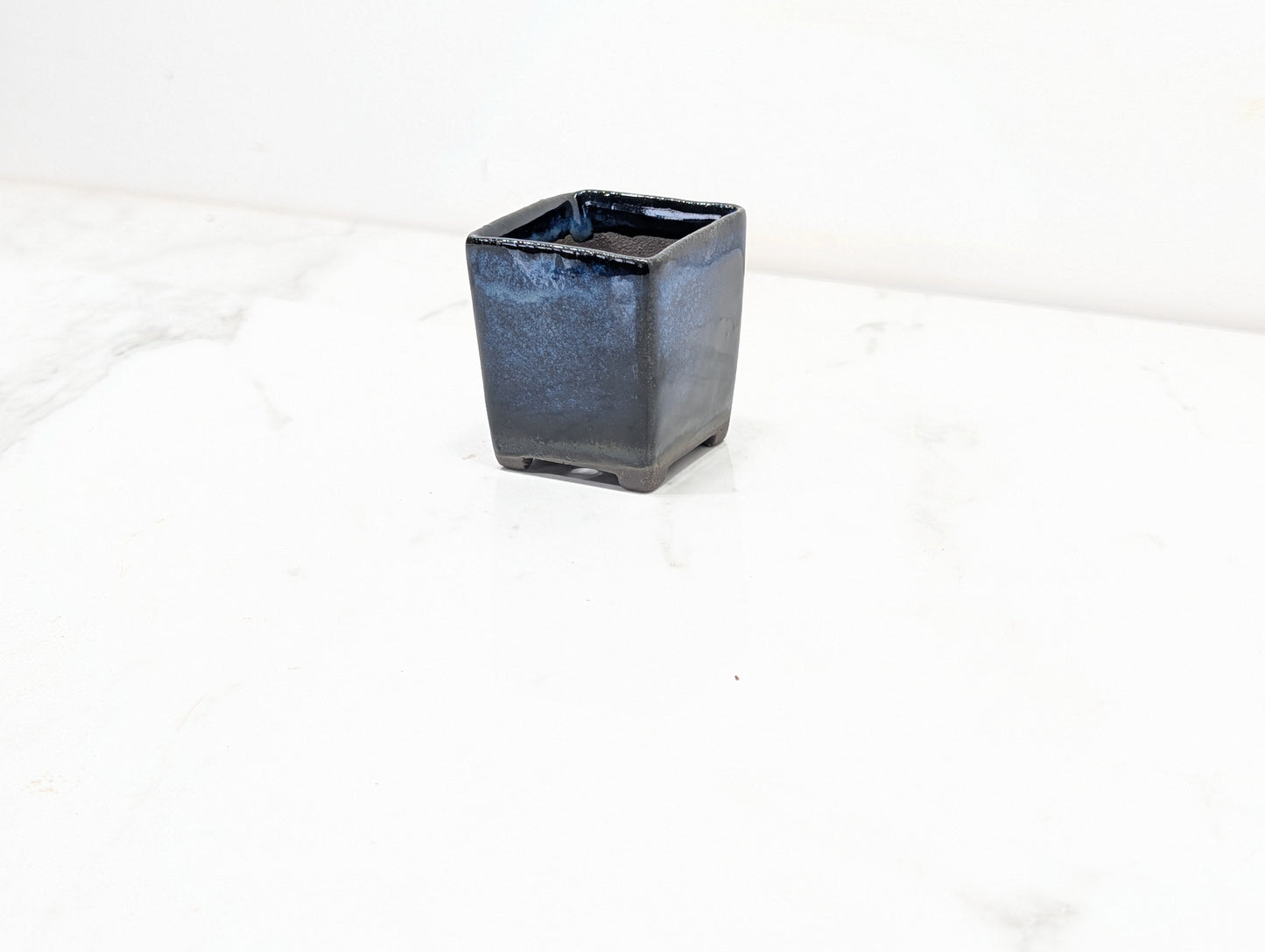 Dark Blue Opal Cascade Cube Ceramic  Pot 4.5cm