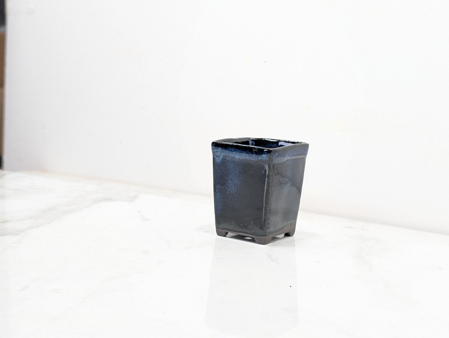 Dark Blue Opal Cascade Cube Ceramic  Pot 5cm